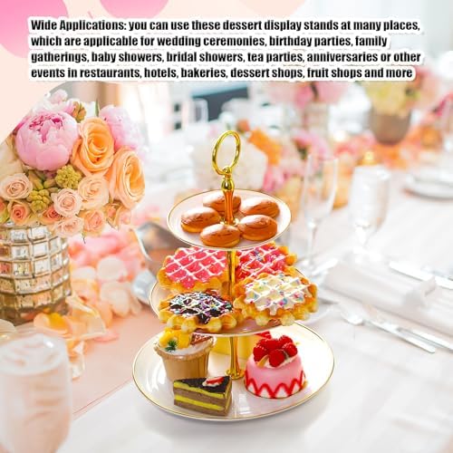 8 Pack 3 Tier Plastic Cupcake Stand Bulk, White, Round in White, alternate view 6
