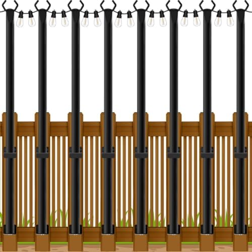 8 Pack 5Ft String Light Poles, Outside String Lights, Outdoor Light Poles, Metal Poles Stand for Patio