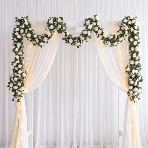 8 Pack 64 FT Cream Flower Garland Artificial Rose Vines Roses Fake Vine Flowers Plants Party Supplies for, alternate view 5