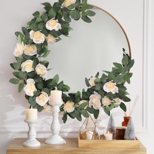 8 Pack 64 FT Cream Flower Garland Artificial Rose Vines Roses Fake Vine Flowers Plants Party Supplies for, alternate view 6