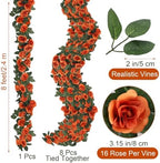 8 Pack 64 FT Terracotta Flower Garland Fall Artificial Rose Vines Roses Fake Vine Flowers Plants Party Supplies, alternate