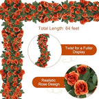 8 Pack 64 FT Terracotta Flower Garland Fall Artificial Rose Vines Roses Fake Vine Flowers Plants Party Supplies, alternate