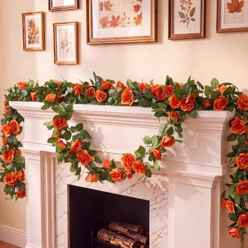 8 Pack 64 FT Terracotta Flower Garland Fall Artificial Rose Vines Roses Fake Vine Flowers Plants Party Supplies, alternate
