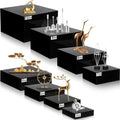 8 Pack Acrylic Buffet Display Risers for Food Jewelry, Black, Flat in Black