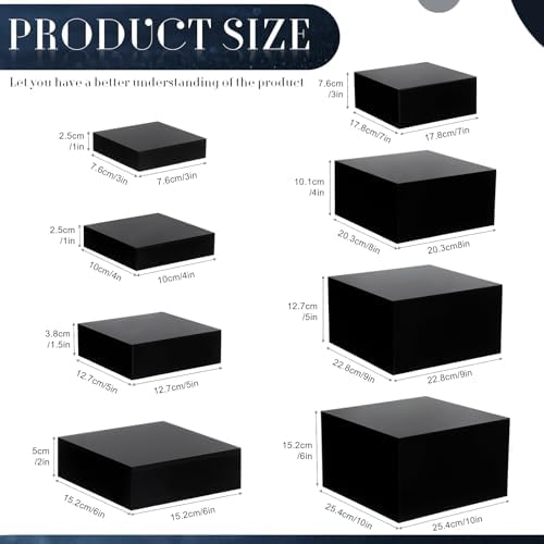 8 Pack Acrylic Buffet Display Risers for Food Jewelry, Black, Flat in Black, alternate view 3