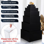 8 Pack Acrylic Buffet Display Risers for Food Jewelry, Black, Flat in Black, alternate view 4