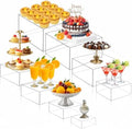 8 Pack Acrylic Buffet Display Risers for Food Jewelry, Clear, Flat in Clear