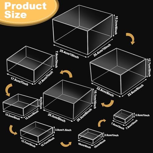8 Pack Acrylic Buffet Display Risers for Food Jewelry, Clear, Flat in Clear, alternate view 3