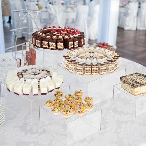 8 Pack Acrylic Buffet Display Risers for Food Jewelry, Clear, Flat in Clear, alternate view 4
