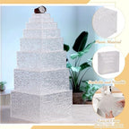 8 Pack Acrylic Buffet Display Risers for Food Jewelry, Clear, Wave in Clear, alternate view 4