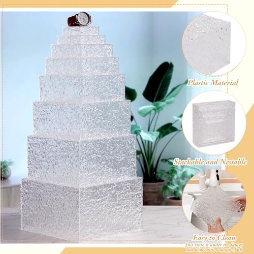 8 Pack Acrylic Buffet Display Risers for Food Jewelry, Clear, Wave in Clear, alternate view 4
