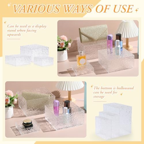 8 Pack Acrylic Buffet Display Risers for Food Jewelry, Clear, Wave in Clear, alternate view 5