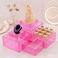 8 Pack Acrylic Buffet Display Risers for Food Jewelry, Pink, Flat in Pink