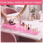 8 Pack Acrylic Buffet Display Risers for Food Jewelry, Pink, Flat in Pink, alternate view 5
