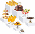 8 Pack Acrylic Buffet Display Risers for Food Jewelry, White, Flat in White