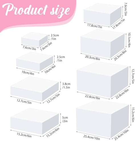 8 Pack Acrylic Buffet Display Risers for Food Jewelry, White, Flat in White, alternate view 3