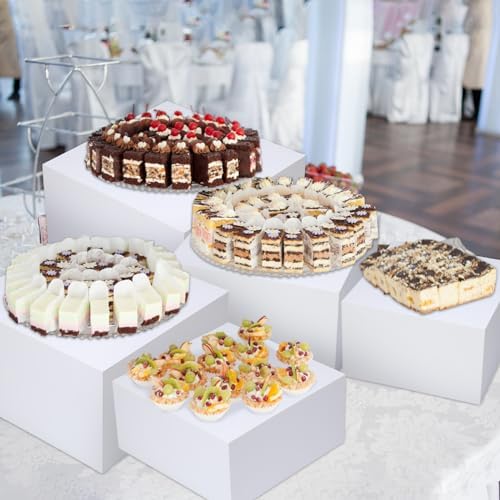 8 Pack Acrylic Buffet Display Risers for Food Jewelry, White, Flat in White, alternate view 5