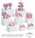 8 Pack Acrylic Buffet Risers and Stand,9" 8" 7" 6" 5" 5" 4" 4" White in White