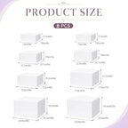 8 Pack Acrylic Buffet Risers and Stand,9" 8" 7" 6" 5" 5" 4" 4" White in White, alternate view 3