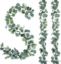 8 Pack Artificial Eucalyptus Garland Greenery Leaves Handmade 3D Silk Vines Silver Dollar Leaves Faux Leaf