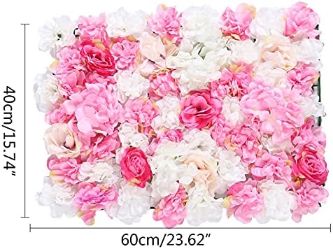 8 Pack Artificial Flower Wall Panels 24" x 16" Flower Wall Panel Wall Backdrop Faux Hydrangea and Rose Flower, alternate view