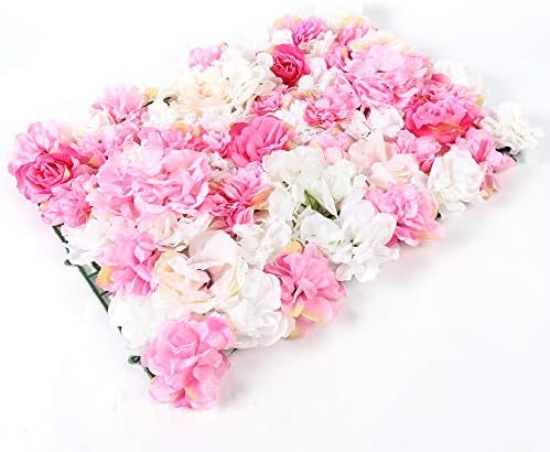 8 Pack Artificial Flower Wall Panels 24" x 16" Flower Wall Panel Wall Backdrop Faux Hydrangea and Rose Flower, alternate view