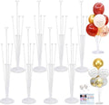 8 Pack Balloon Stand Kit For Table, Balloon Sticks with Bases in Clear