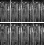 8 Pack Black Halloween Foil Curtain Streamer Decorations