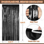8 Pack Black Halloween Foil Curtain Streamer Decorations, alternate view 2