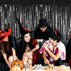 8 Pack Black Halloween Foil Curtain Streamer Decorations, alternate view 7