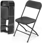 8 Pack Black Plastic Folding Chair, Indoor Outdoor Portable Stackable Commercial Seat with Steel Frame 350lb