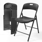8-Pack Black Plastic Folding Chairs, Portable Seat with Sturdy Steel Frame for Indoor & Outdoor Use, Perfect for