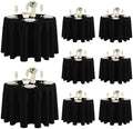 8 Pack Black Round Tablecloths 120 Inch for 48"-96" Tables in Black