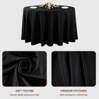 8 Pack Black Round Tablecloths, 120 Inch Stain Resistant and Wrinkle Polyester Fabric Washable Table Clothes, alternate view