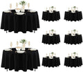 8 Pack Black Round Tablecloths 70 Inch for 36"-48" Tables in Black