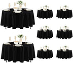 8 Pack Black Round Tablecloths 70 Inch for 36"-48" Tables in Black