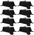 8 Pack Black Tablecloths 90x132 Inch for 6 Foot Rectangle Tables in 90x132 Inch in Black