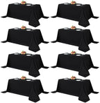 8 Pack Black Tablecloths 90x132 Inch for 6 Foot Rectangle Tables in 90x132 Inch in Black