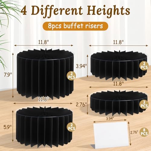 8 Pack Buffet Risers Display Stands, Foldable Food Risers for Buffet Table, Tall Cake Cupcake Stands, Cardboard, alternate