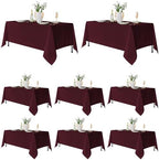 8 Pack Burgundy Tablecloths 70x120 Inch for 6-8 Ft Rectangle Tables in 70x120 Inch in Burgundy