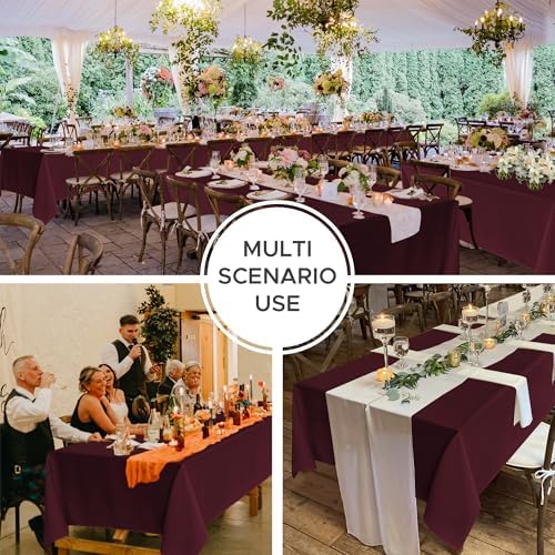 8 Pack Burgundy Tablecloths 70x120 Inch for 6-8 Ft Rectangle Tables in 70x120 Inch in Burgundy, alternate view 3