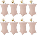 8 Pack Cocktail Table Covers 32x43 Inch Fitted Stretch Spandex Square Corners Fushia Table Cover High Top