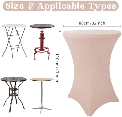 8 Pack Cocktail Table Covers 32x43 Inch Fitted Stretch Spandex Square Corners Fushia Table Cover High Top, alternate view 2