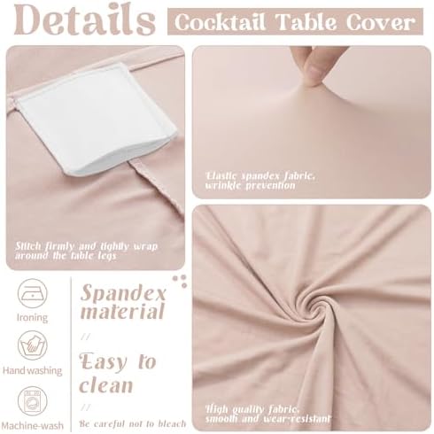 8 Pack Cocktail Table Covers 32x43 Inch Fitted Stretch Spandex Square Corners Fushia Table Cover High Top, alternate view 3