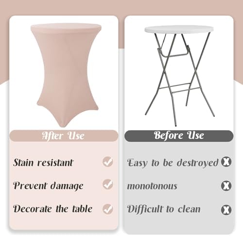 8 Pack Cocktail Table Covers 32x43 Inch Fitted Stretch Spandex Square Corners Fushia Table Cover High Top, alternate view 4
