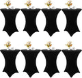 8 Pack Cocktail Table Covers 32x43 Inch Fitted Stretch Spandex Square Corners Black Table Cover High Top