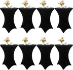 8 Pack Cocktail Table Covers 32x43 Inch Fitted Stretch Spandex Square Corners Black Table Cover High Top