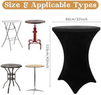 8 Pack Cocktail Table Covers 32x43 Inch Fitted Stretch Spandex Square Corners Black Table Cover High Top, alternate view 2