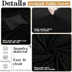 8 Pack Cocktail Table Covers 32x43 Inch Fitted Stretch Spandex Square Corners Black Table Cover High Top, alternate view 3