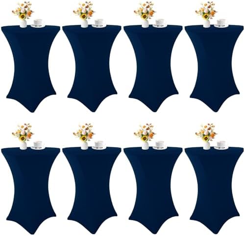8 Pack Cocktail Table Covers 32x43 Inch Fitted Stretch Spandex Square Corners Table Cover High Top Cocktail